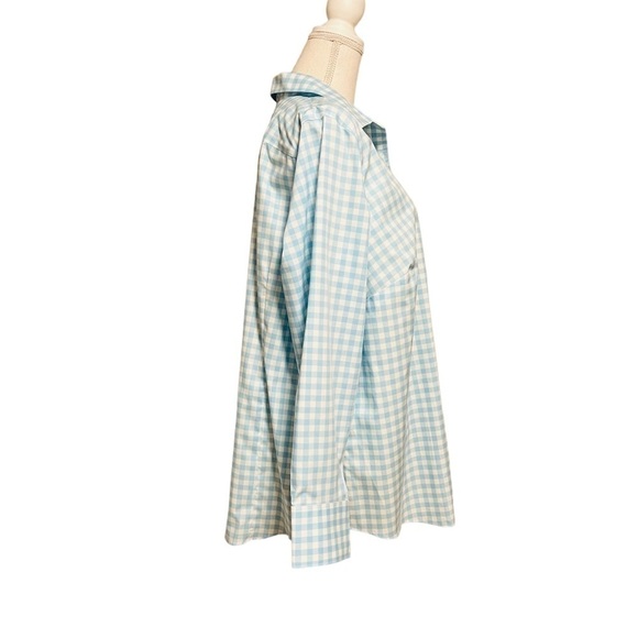 LANDS’ END WOMENS PRETTY BABY BLUE AND WHITE CHECKERED BUTTONED DOWN SHIRT SZ 20 - Picture 4 of 9